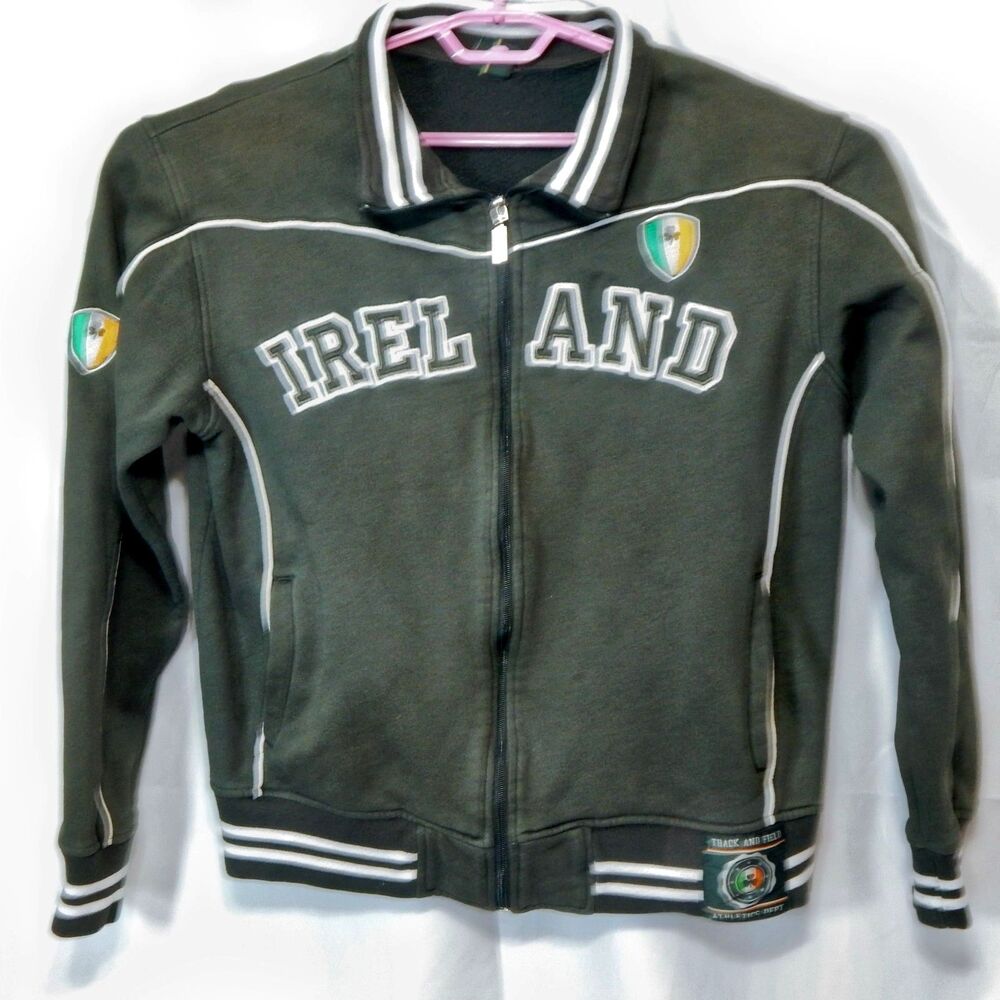 Retro Irish Ireland Men's Track And Field Style Green Jacket Full Zip Size XL